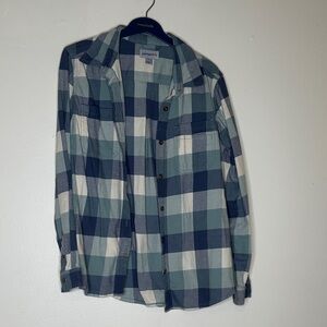 Carhartt Teal and White Checkered Button Down Shirt